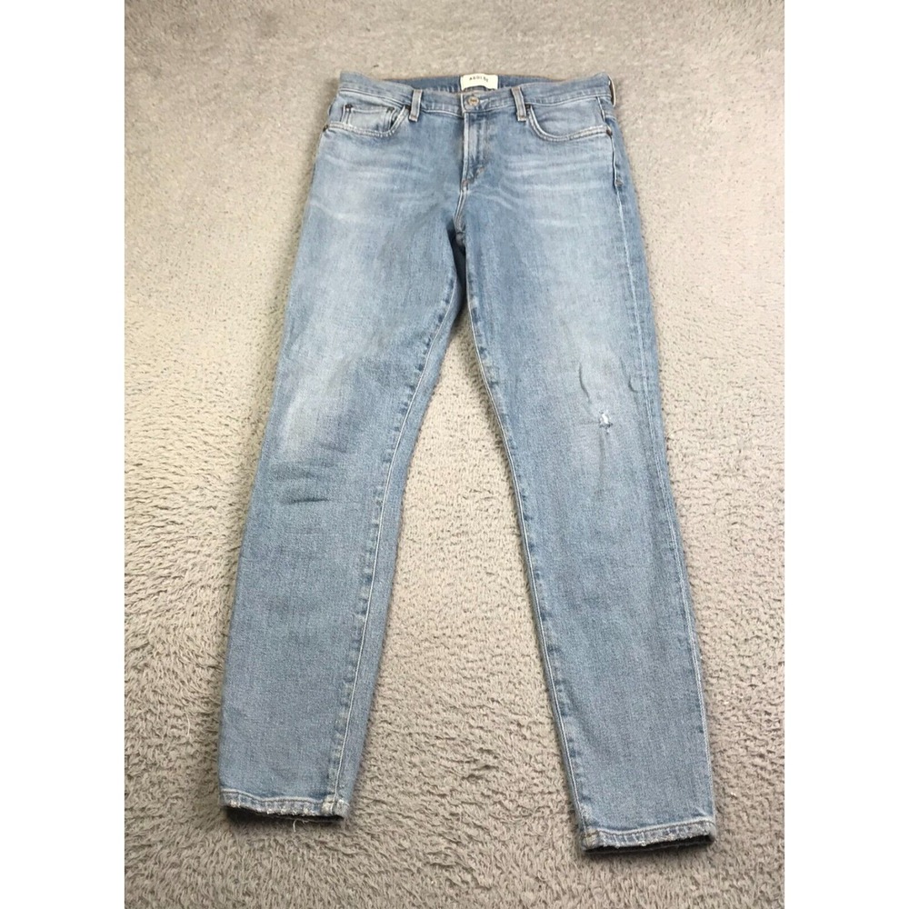 AGOLDE Sophie Mid Rise Ankle Airtime Jeans 27 (29x28) Blue Light Wash Denim